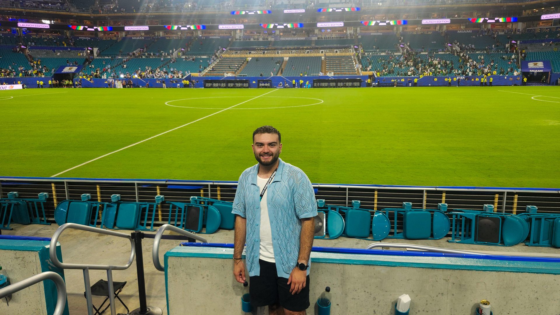 Santiago Reyes at a FIFA World Cup 2026 stadium in Miami