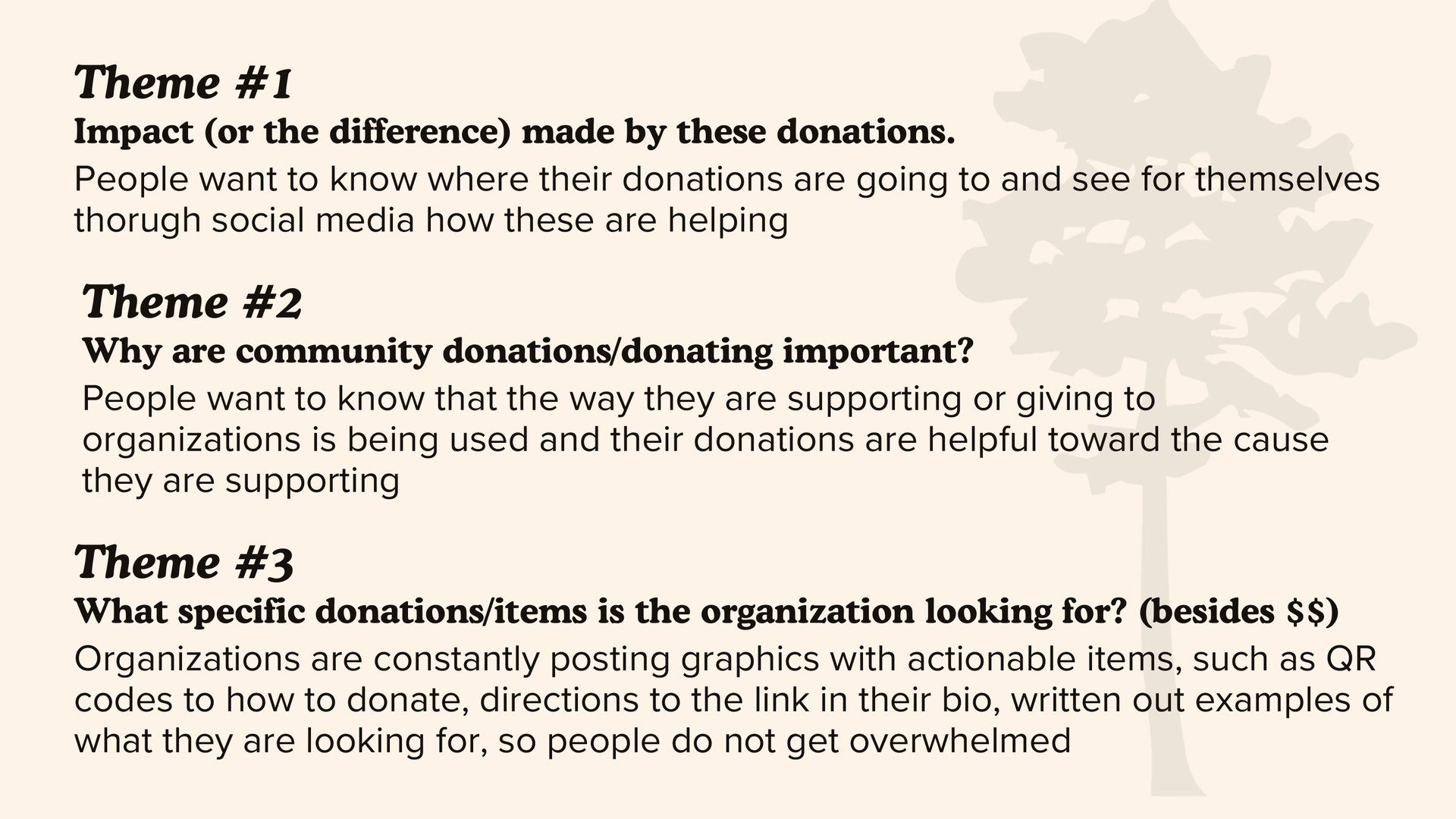 Conservation Pathways: Themes 1-3: Impact, Why Donate, What to Donate