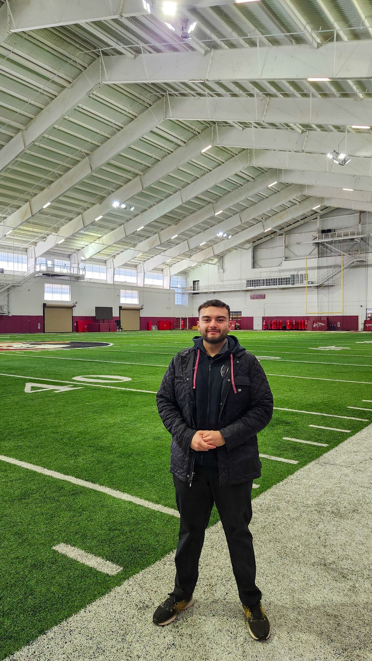 Santiago Reyes at the Florida State indoor practice facility