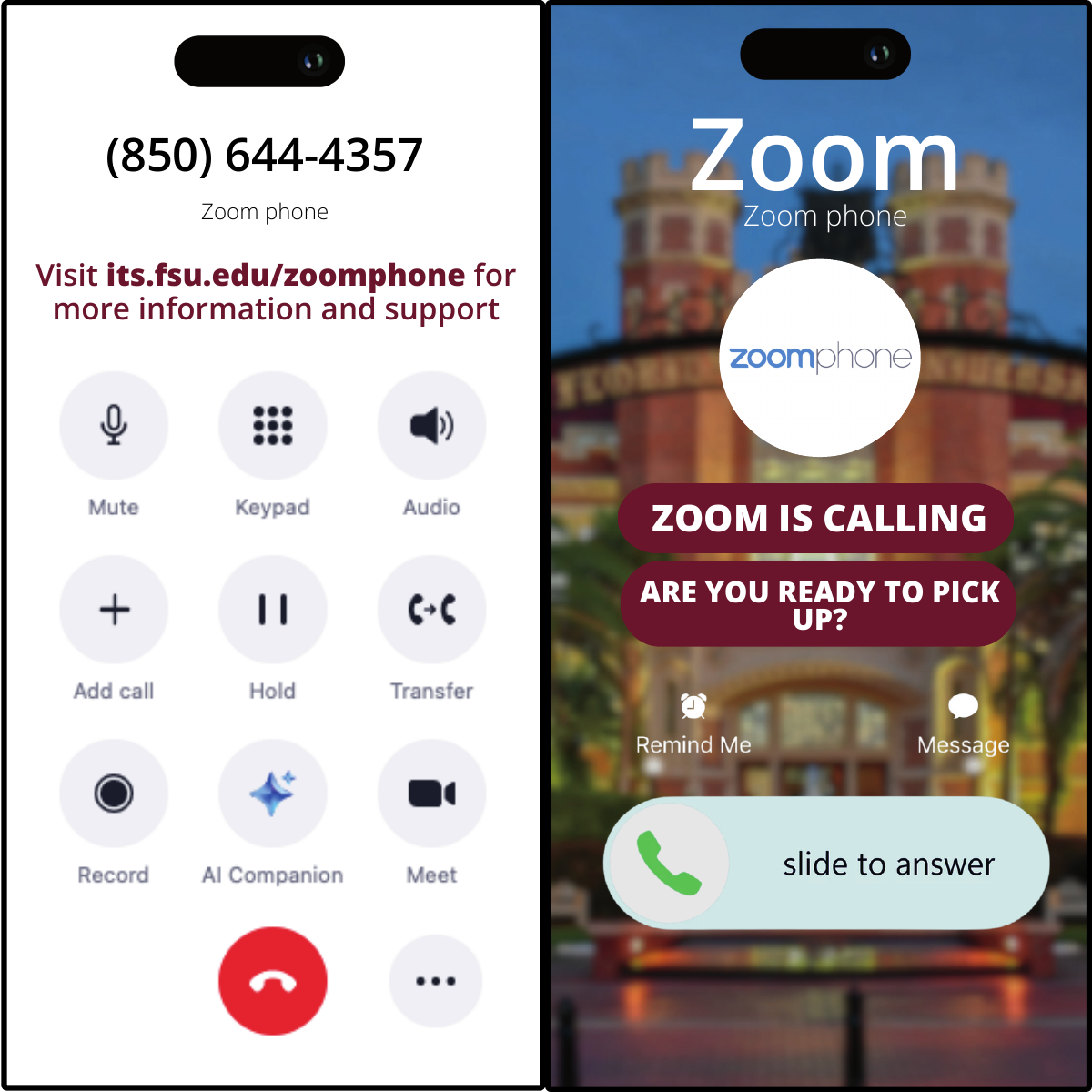 FSU ITS Zoom Phone campaign: Zoom Phone brochure, front