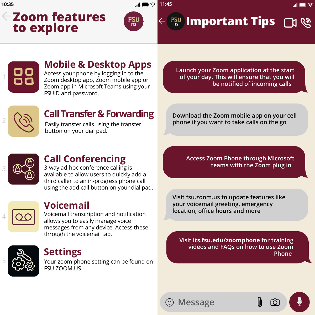 FSU ITS Zoom Phone campaign: Zoom Phone brochure, back
